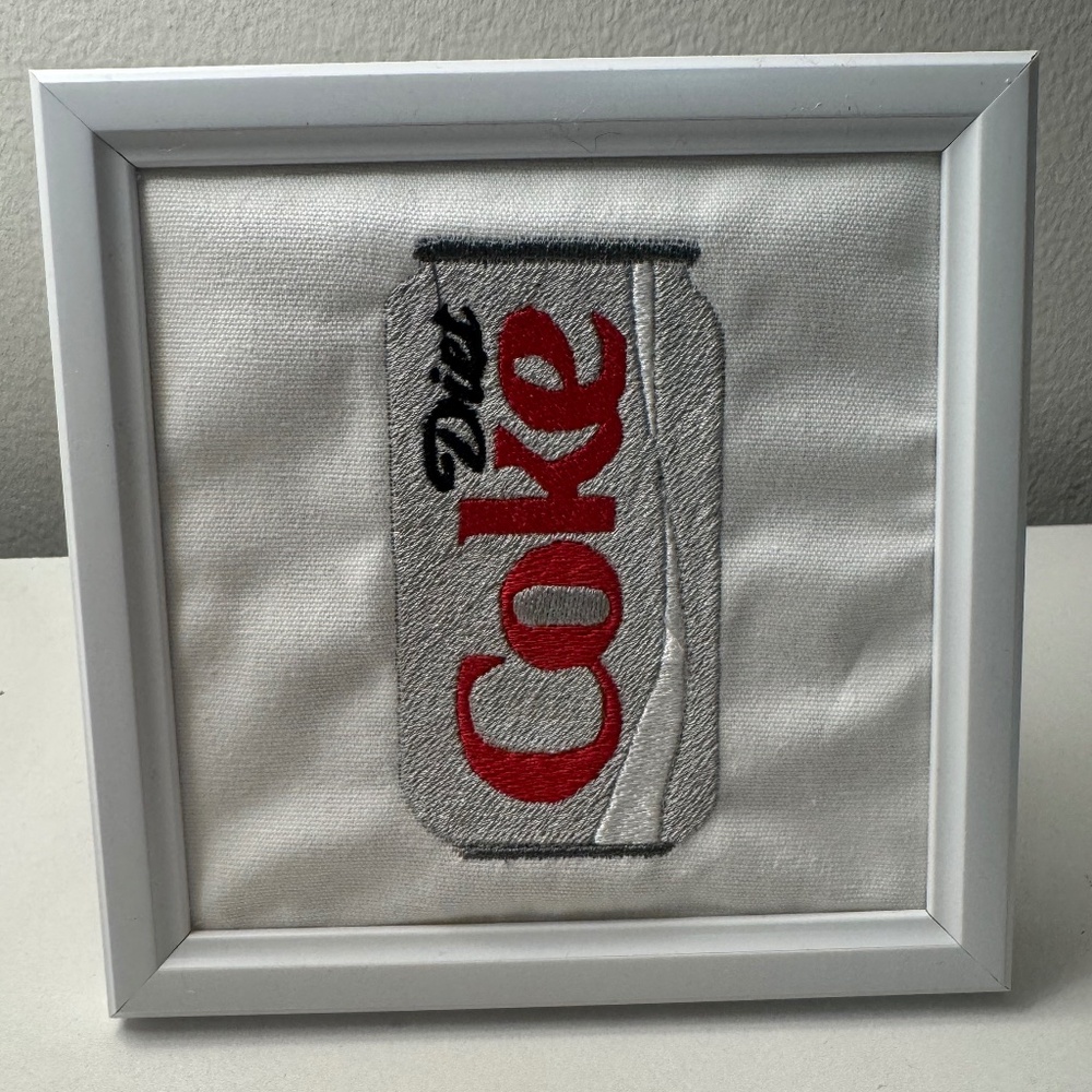 Soda Can Embroidered Picture Frame Decor | Quirky Pop Art Wall Decor